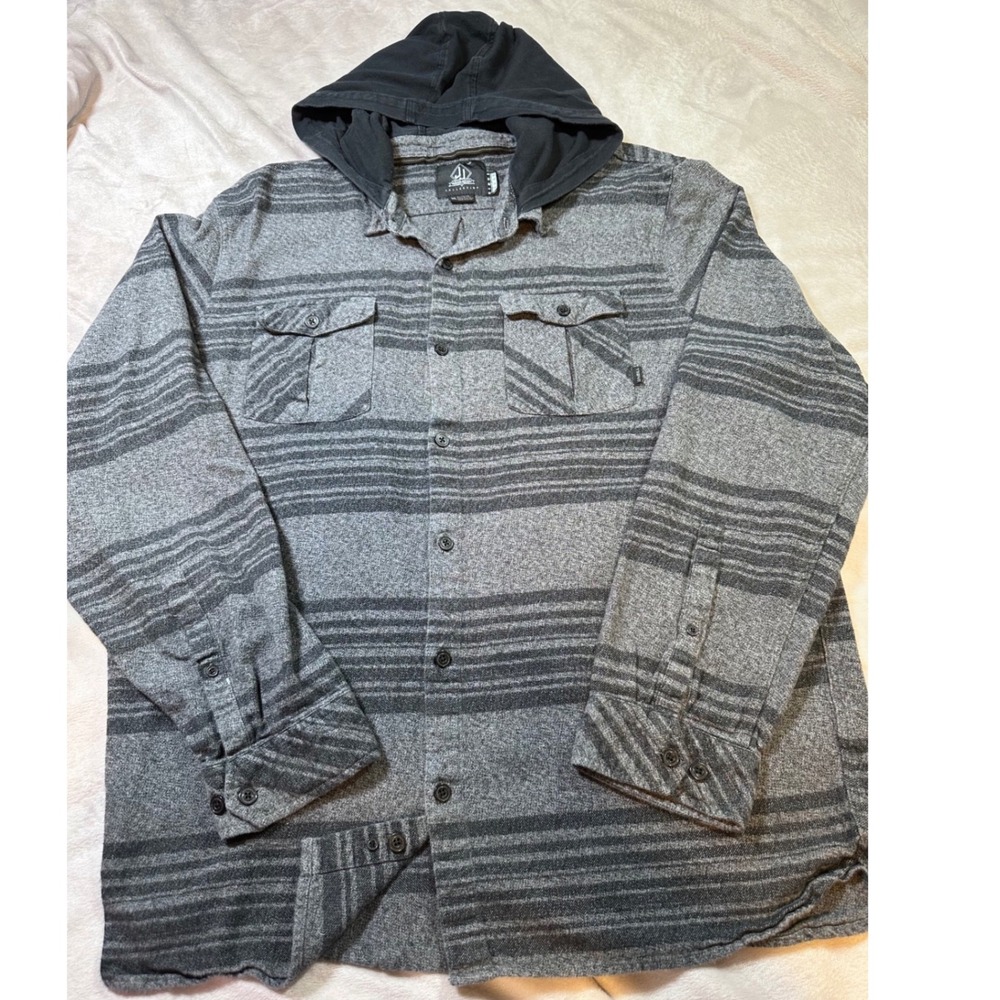 O'Neill John John Collection Kings of Freak Hooded Button Up Shirt Grey XL